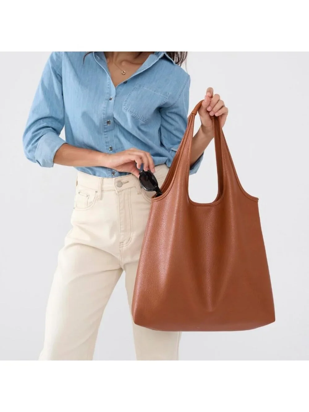 Soft Vegan Leather Hobo Tote Bag | Oversized Slouchy Handbag for Work & Travel